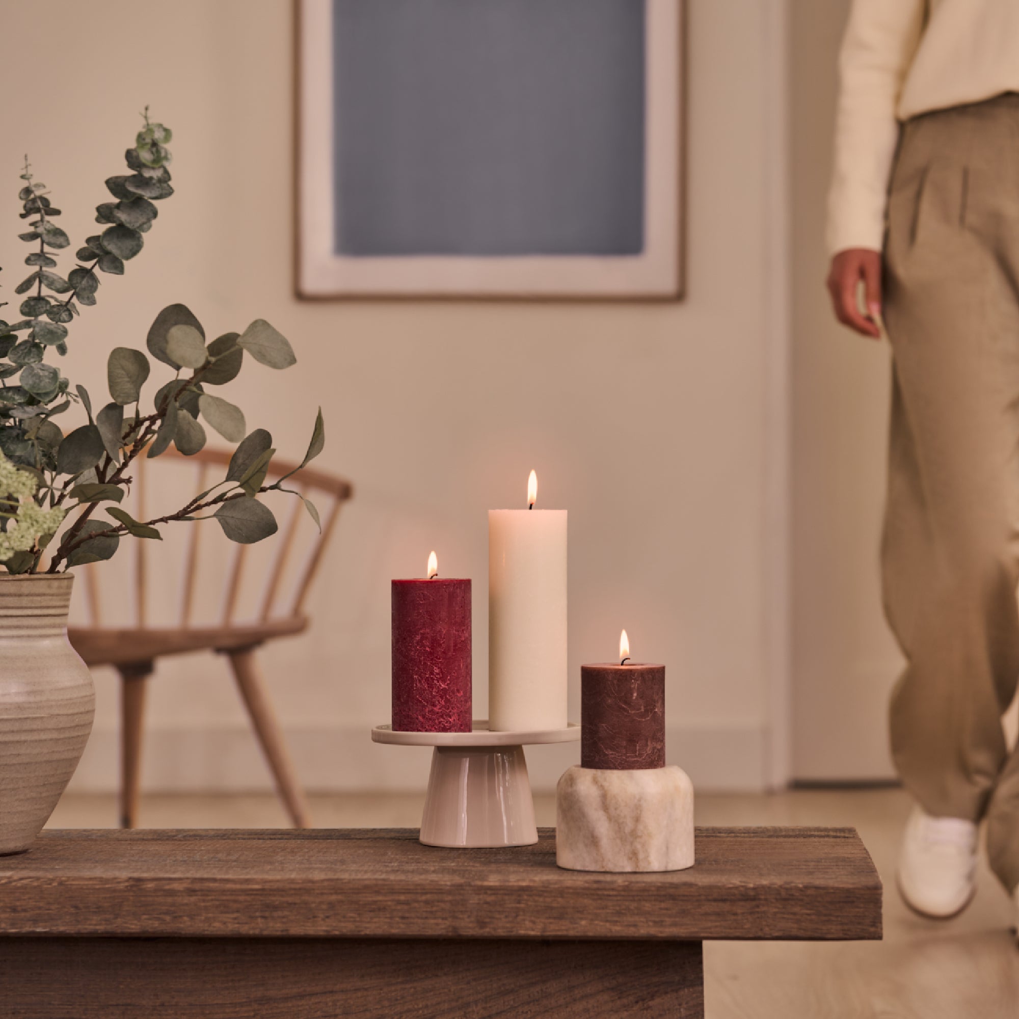Bolsius - Rustieke Kaars - 4 Stuks - Bordeaux Rood - 13cm