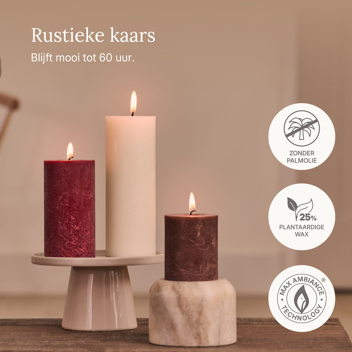 Bolsius - Rustieke Kaars - 4 Stuks - Bordeaux Rood - 13cm