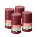 Bolsius - Rustieke Kaars - 4 Stuks - Bordeaux Rood - 13cm