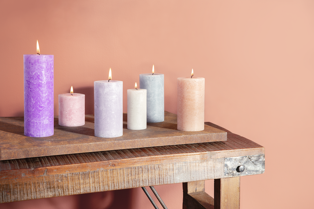 Bolsius - Rustieke Kaars - 4 Stuks - Paars Violet - 13cm