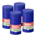 Bolsius - Rustieke Stompkaarsen - 4 Stuks - Blauw - 13cm - 60 branduren