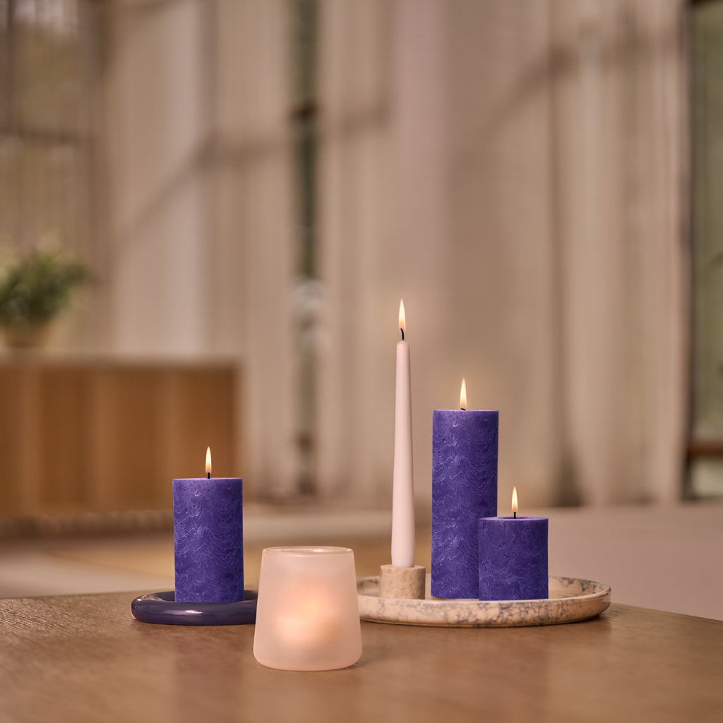 Bolsius - Rustieke Stompkaarsen - 4 Stuks - Blauw - 13cm - 60 branduren