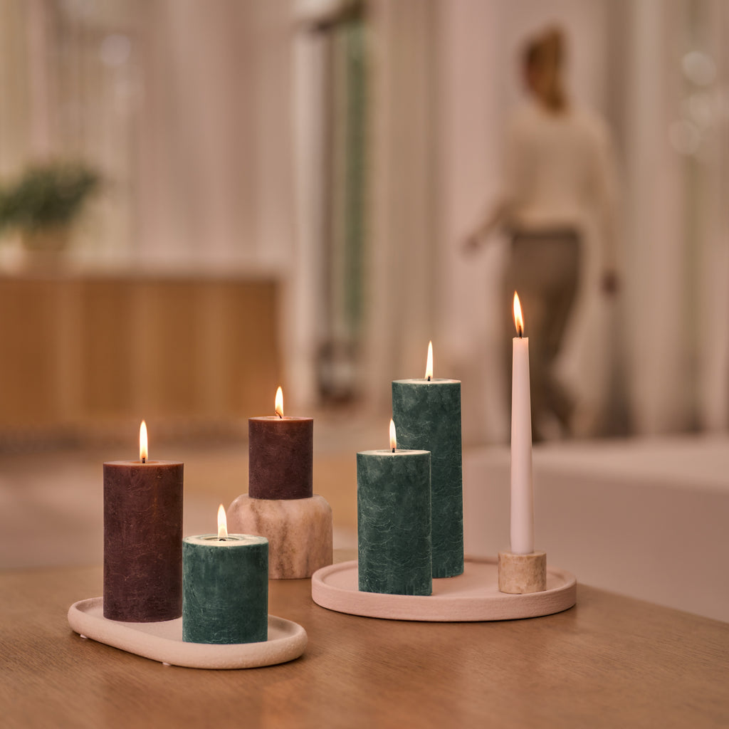 Bolsius - Rustieke Stompkaarsen - 4 stuks - Groen - 13cm - 60 branduren