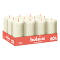 Bolsius - Rustieke Kaars - Ivoor - 12 stuks - 13 cm - 60 branduren