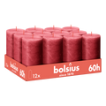 Bolsius - Rustieke Kaars - Rood - 12 stuks - 13 cm - 60 branduren
