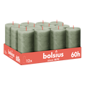 Bolsius - Rustieke Kaars - Groen - 12 stuks - 13 cm - 60 branduren