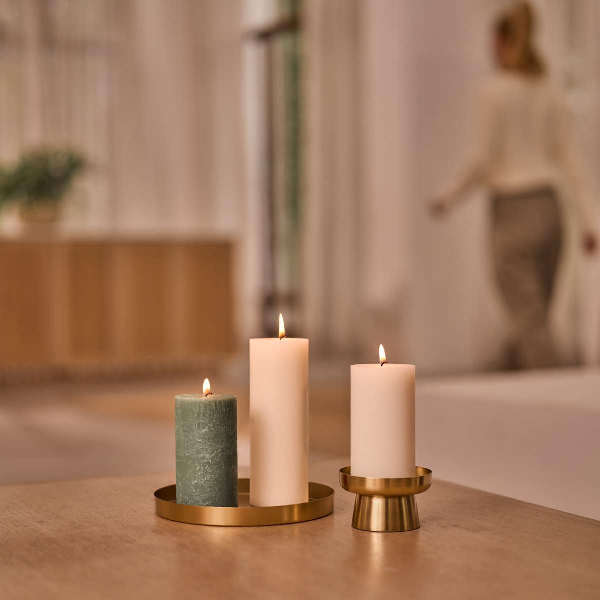 Bolsius - Rustieke Kaars - 3 Stuks - Wit - 10cm - 62 Branduren