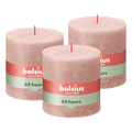 Bolsius - Rustieke Kaars - 3 Stuks - Roze - 10 x 10cm - 62 Branduren