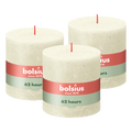 Bolsius - Rustieke Kaars - 3 Stuks - Ivoor - 10 x 10cm - 62 Branduren