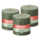 Bolsius - Rustieke Kaars - 3 Stuks - Groen - 10 x 10cm - 62 Branduren