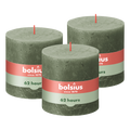 Bolsius - Rustieke Kaars - 3 Stuks - Groen - 10 x 10cm - 62 Branduren