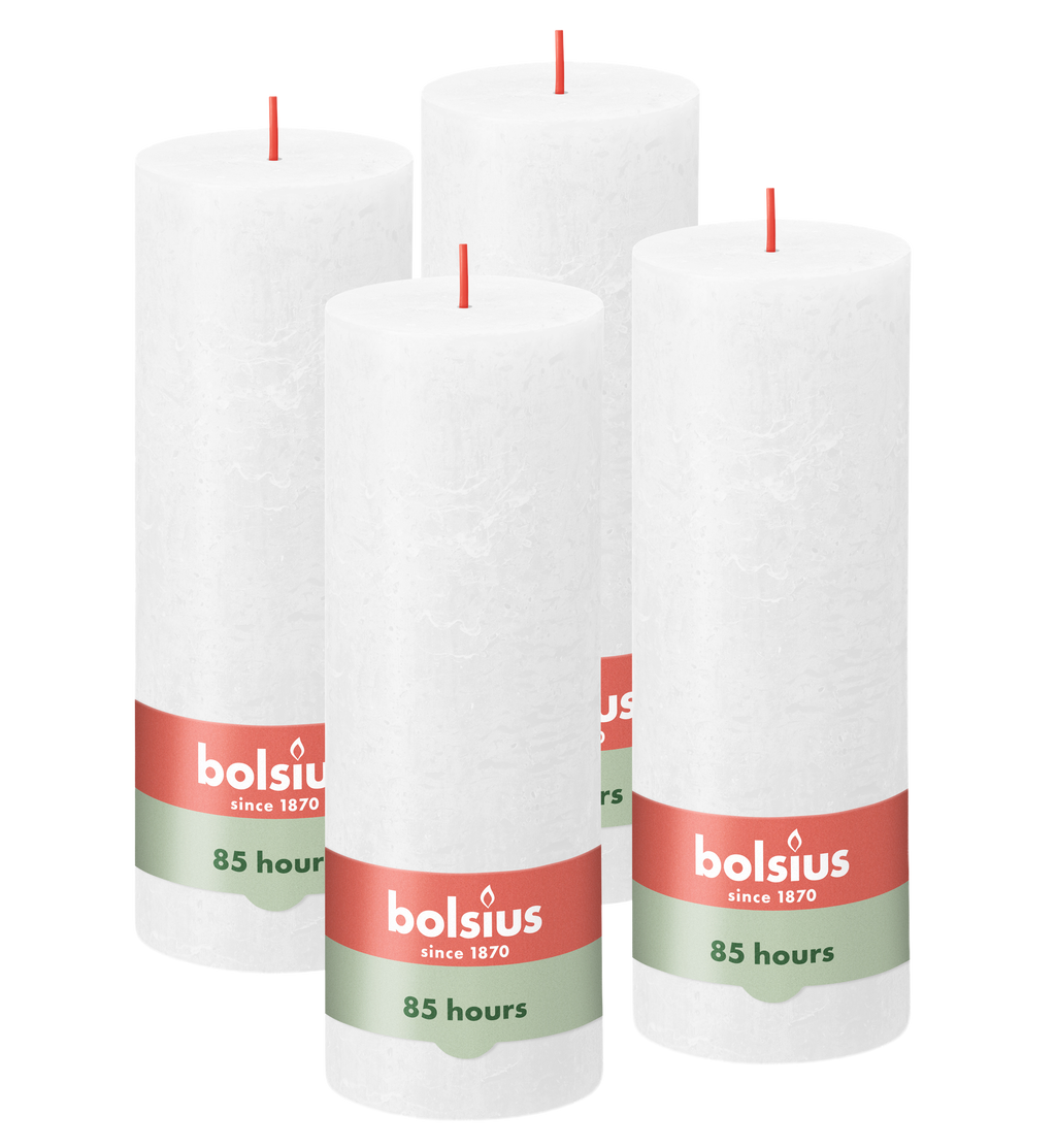 Bolsius - Rustieke Kaars - 4 Stuks - Wit - 19cm