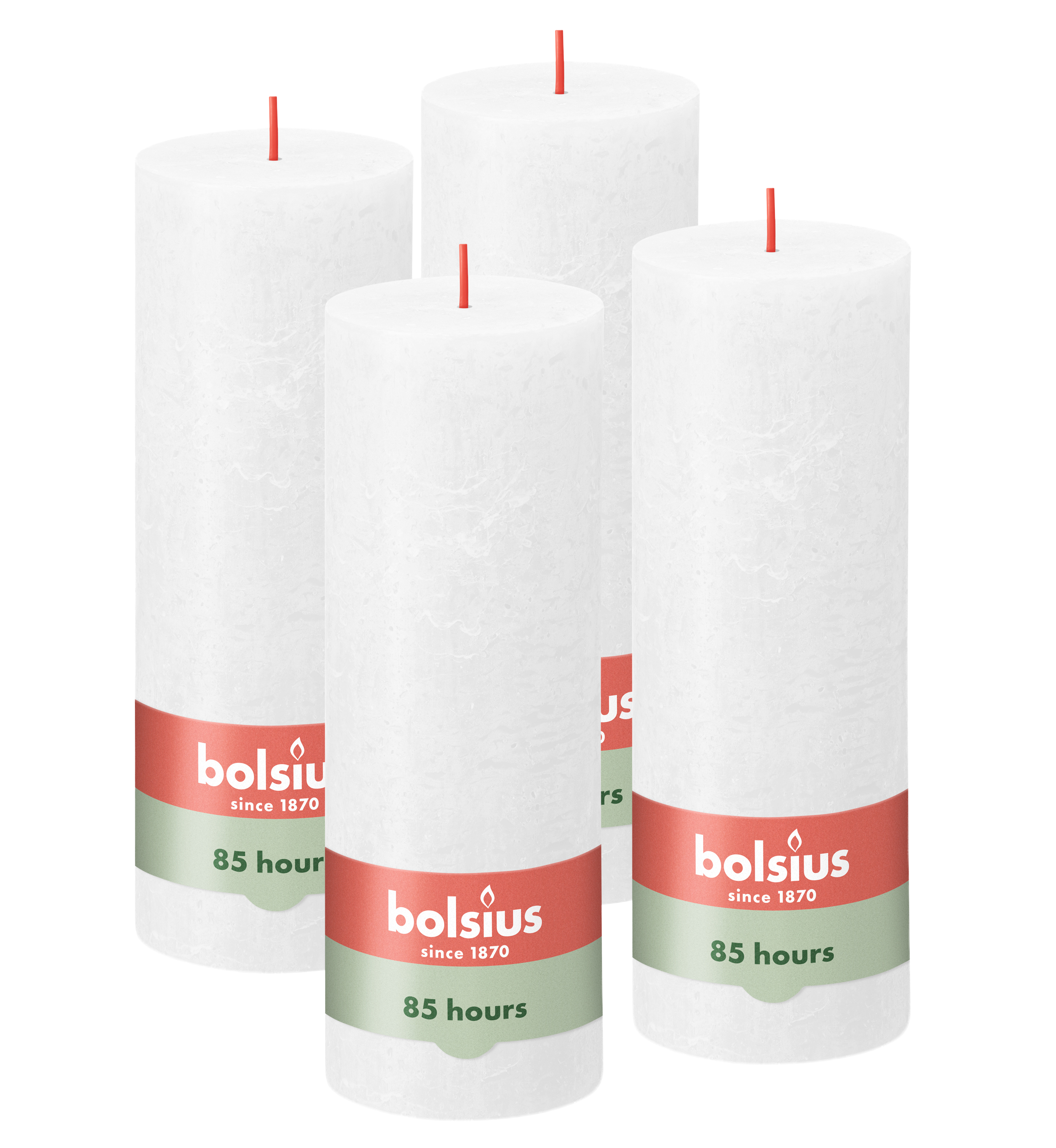 Bolsius - Rustieke Kaars - 4 Stuks - Wit - 19cm