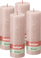Bolsius - Rustieke Kaars - 4 Stuks - Roze - 19cm