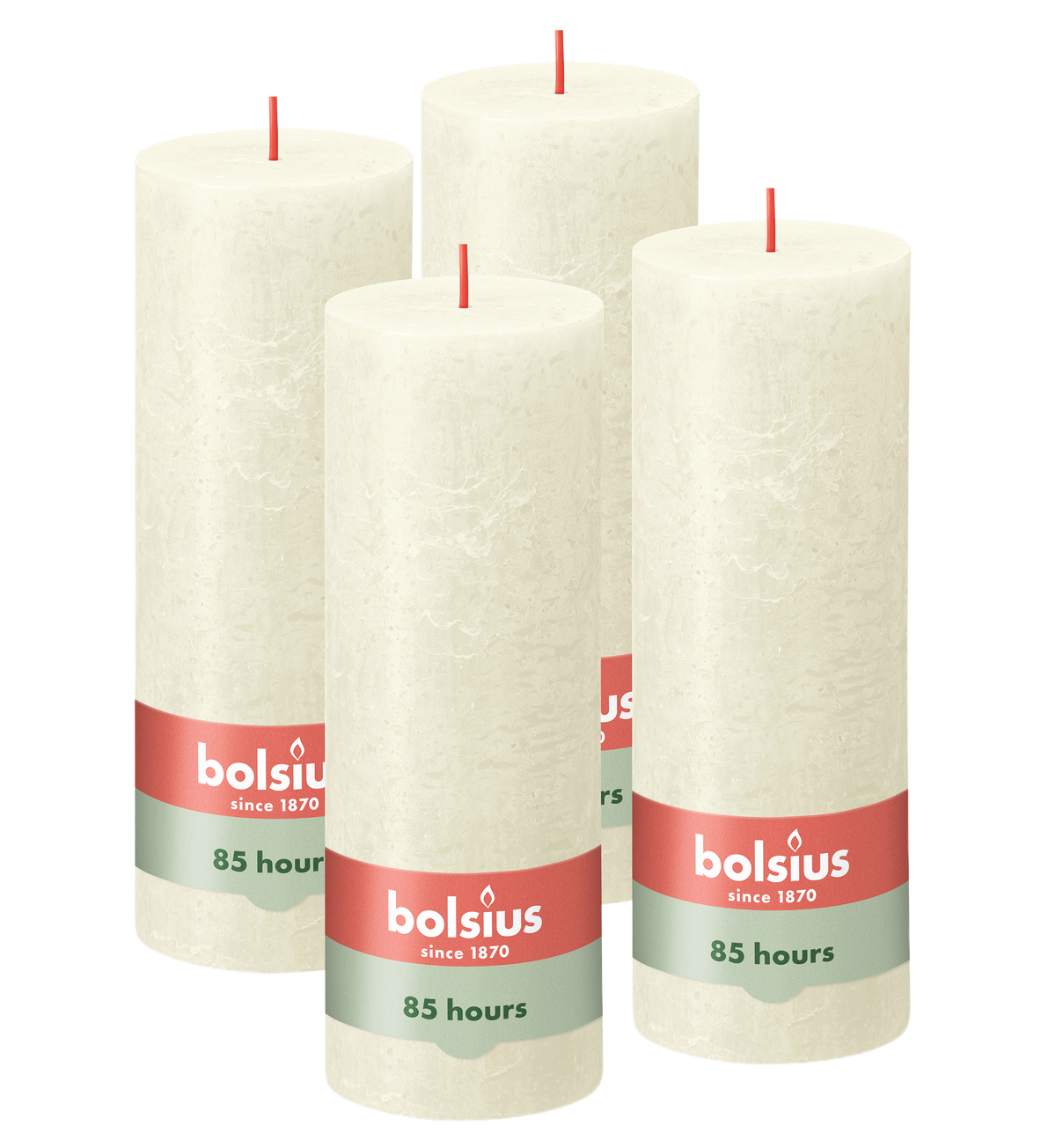 Bolsius - Rustieke Kaars - 4 Stuks - Ivoor - 19cm