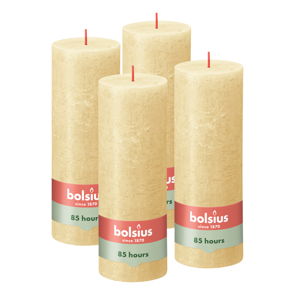 Bolsius Rustieke Kaars - 4 Stuks - Oat Beige - 19cm - 85 branduren