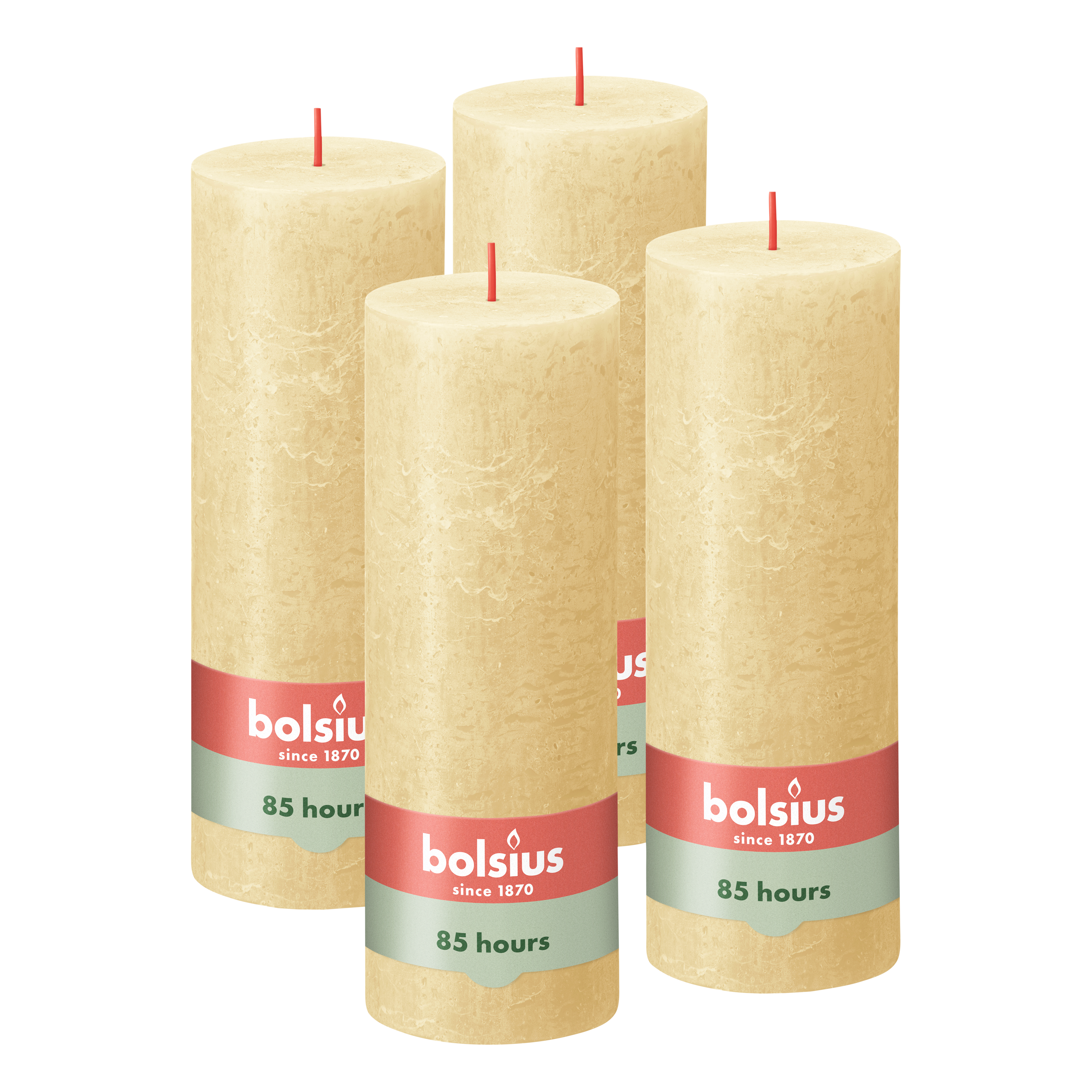 Bolsius Rustieke Kaars - 4 Stuks - Oat Beige - 19cm - 85 branduren