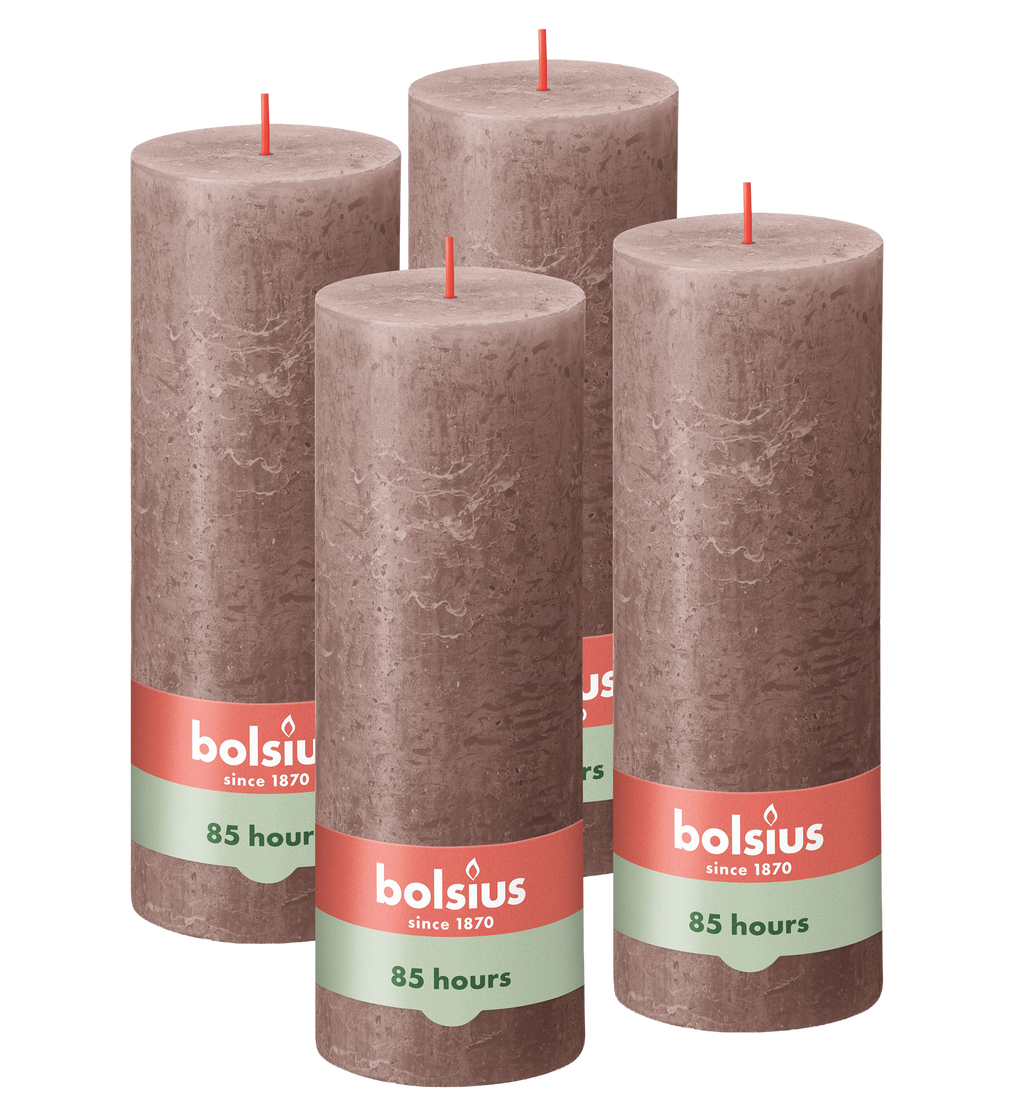Bolsius - Rustieke Kaars - 4 Stuks - Taupe - 19cm