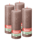 Bolsius - Rustieke Kaars - 4 Stuks - Taupe - 19cm