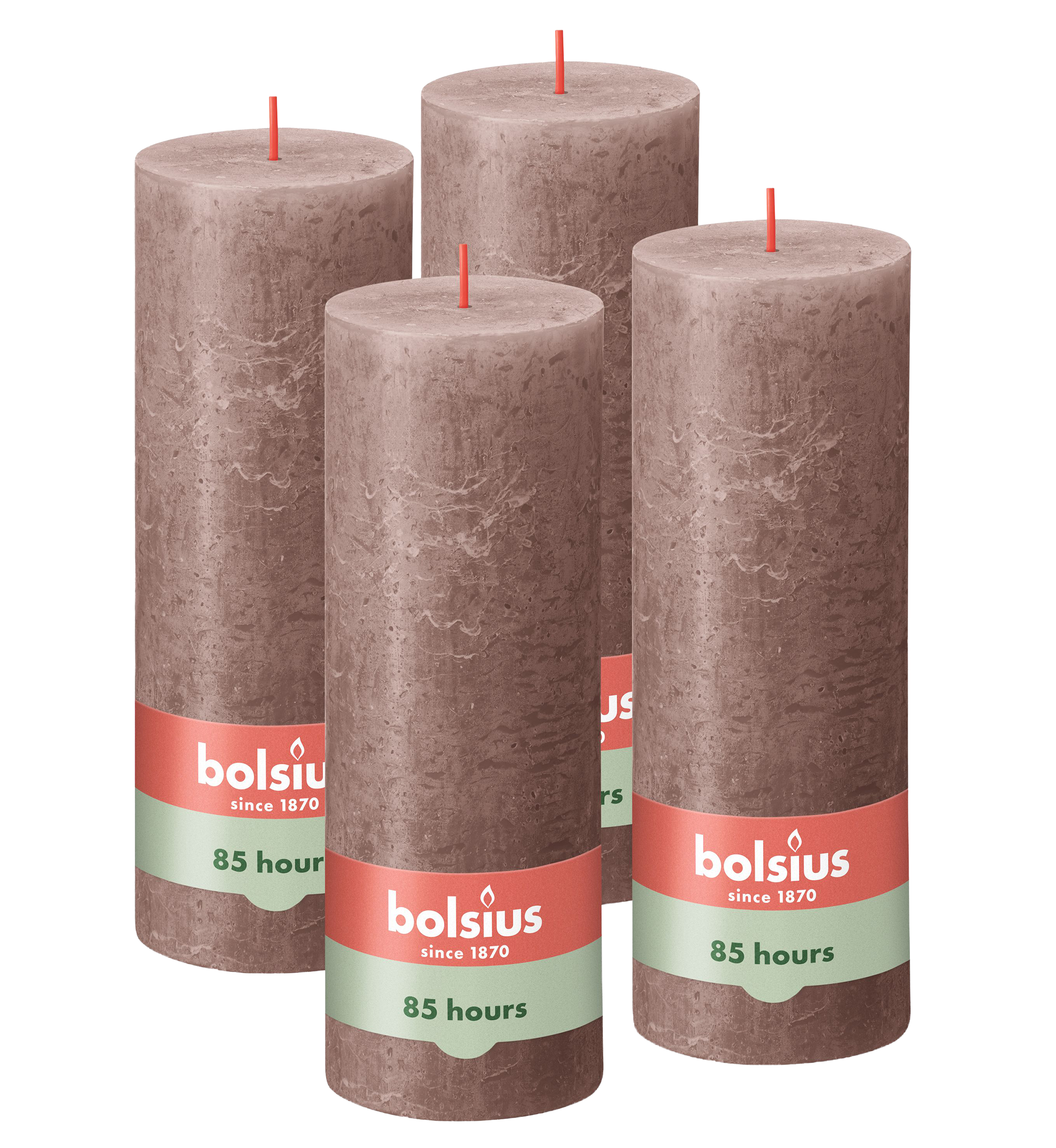 Bolsius - Rustieke Kaars - 4 Stuks - Taupe - 19cm