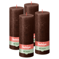 Bolsius - Rustieke Stompkaarsen - 4 Stuks - Bruin - 19cm - 85 branduren