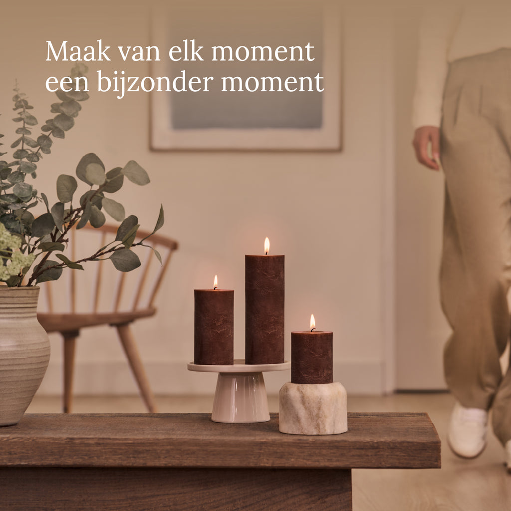 Bolsius - Rustieke Stompkaarsen - 4 Stuks - Bruin - 19cm - 85 branduren