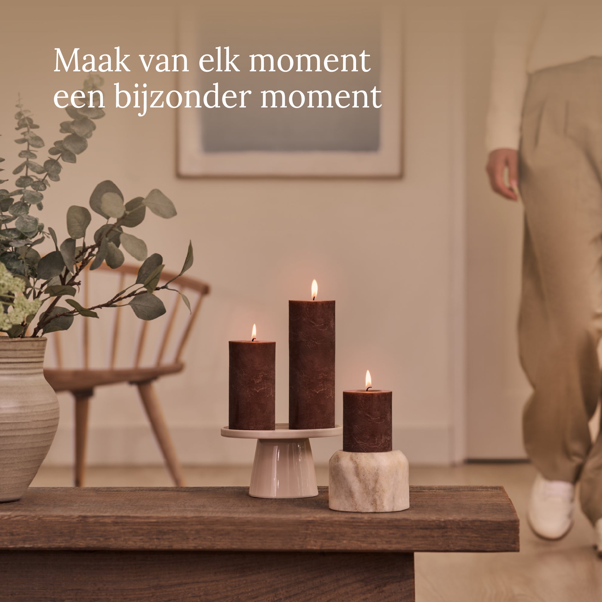 Bolsius - Rustieke Stompkaarsen - 4 Stuks - Bruin - 19cm - 85 branduren