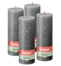 Bolsius - Rustieke Kaars - 4 Stuks - Antraciet - 19cm