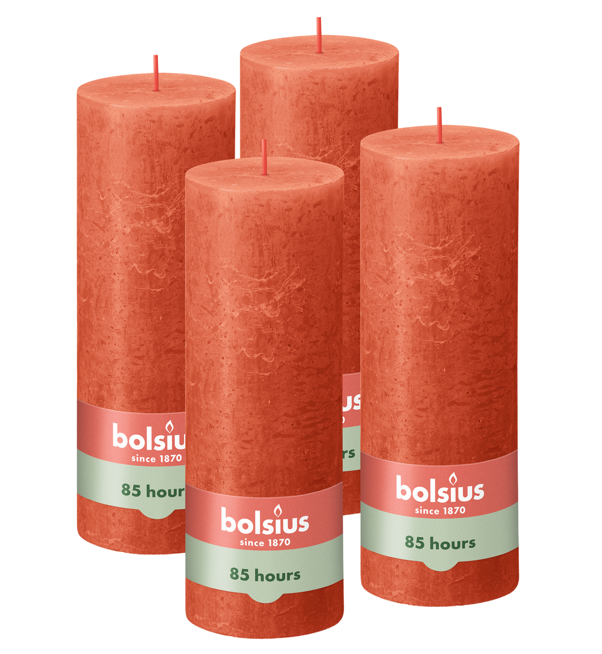 Bolsius - Rustieke Kaars - 4 Stuks - Oranje - 19cm