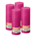 Bolsius - Rustieke Stompkaarsen - 4 Stuks - Fuchsia Roze - 19cm - 85 branduren