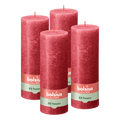 Bolsius - Rustieke Kaars - 4 Stuks - Rood - 19cm