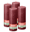 Bolsius - Rustieke Kaars - 4 Stuks - Bordeaux Rood - 19cm