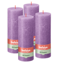 Bolsius - Rustieke Kaars - 4 Stuks - Paars - Violet - 19cm