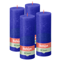 Bolsius - Rustieke Stompkaarsen - 4 Stuks - Blauw - 19cm - 85 branduren