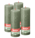 Bolsius - Rustieke Kaars - 4 Stuks - Olijf Groen - 19cm