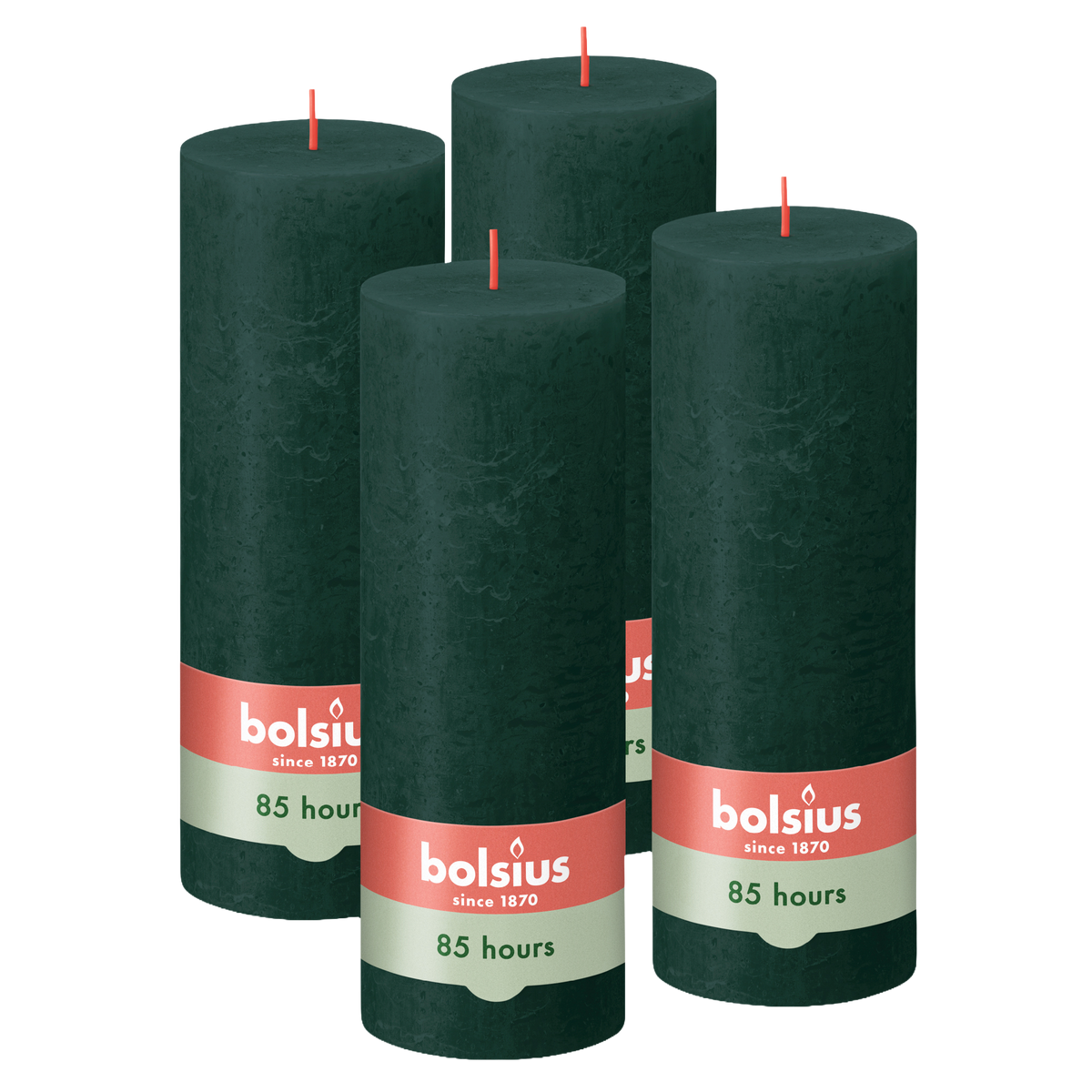 Bolsius - Rustieke Stompkaarsen - 4 stuks - Groen - 19cm - 85 branduren