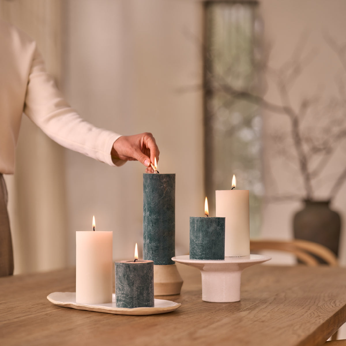 Bolsius - Rustieke Stompkaarsen - 4 stuks - Groen - 19cm - 85 branduren