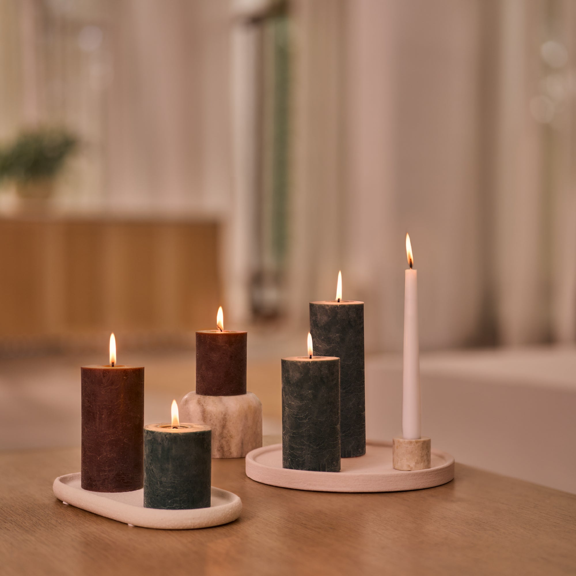 Bolsius - Rustieke Stompkaarsen - 4 stuks - Groen - 19cm - 85 branduren