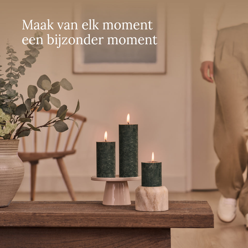 Bolsius - Rustieke Stompkaarsen - 4 stuks - Groen - 19cm - 85 branduren