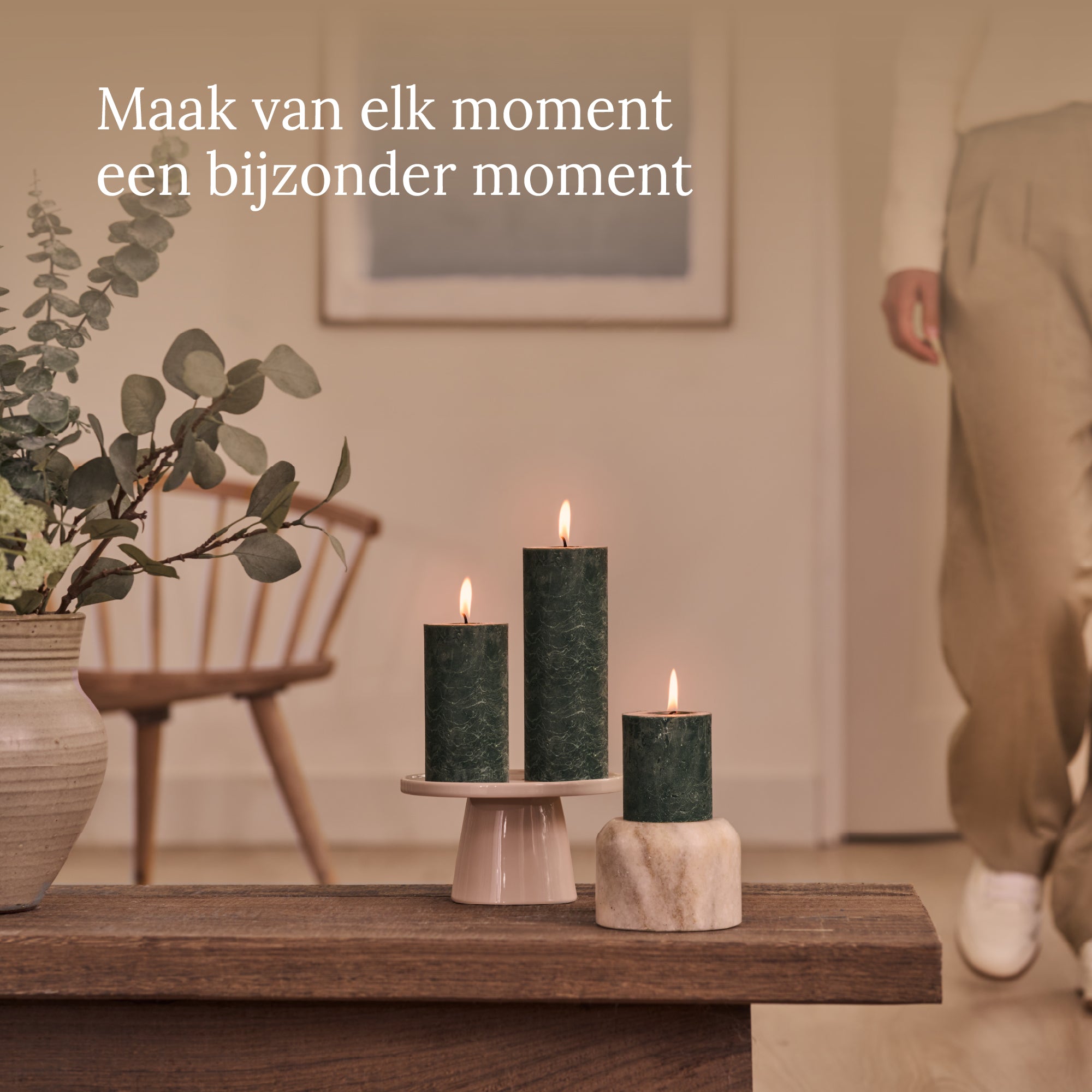 Bolsius - Rustieke Stompkaarsen - 4 stuks - Groen - 19cm - 85 branduren