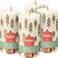 Bolsius - Rustieke kaars - 4 Stuks - Ivoor met print - 13cm - Kerst patroon