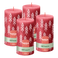 Bolsius - Rustieke kaars - 4 Stuks - Rood met print - 13cm - Kerst patroon
