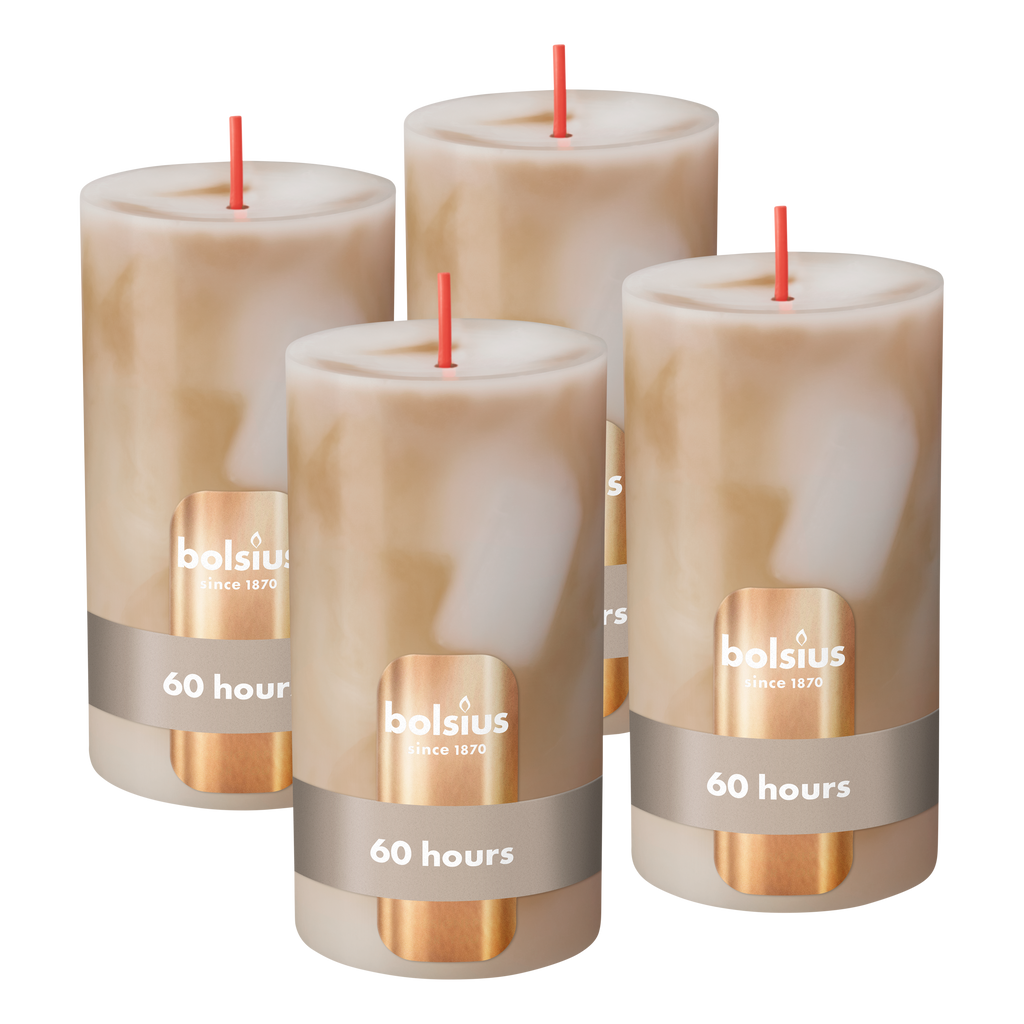 Bolsius Stompkaars - Marble - Beige - 13 cm - 60 Branduren