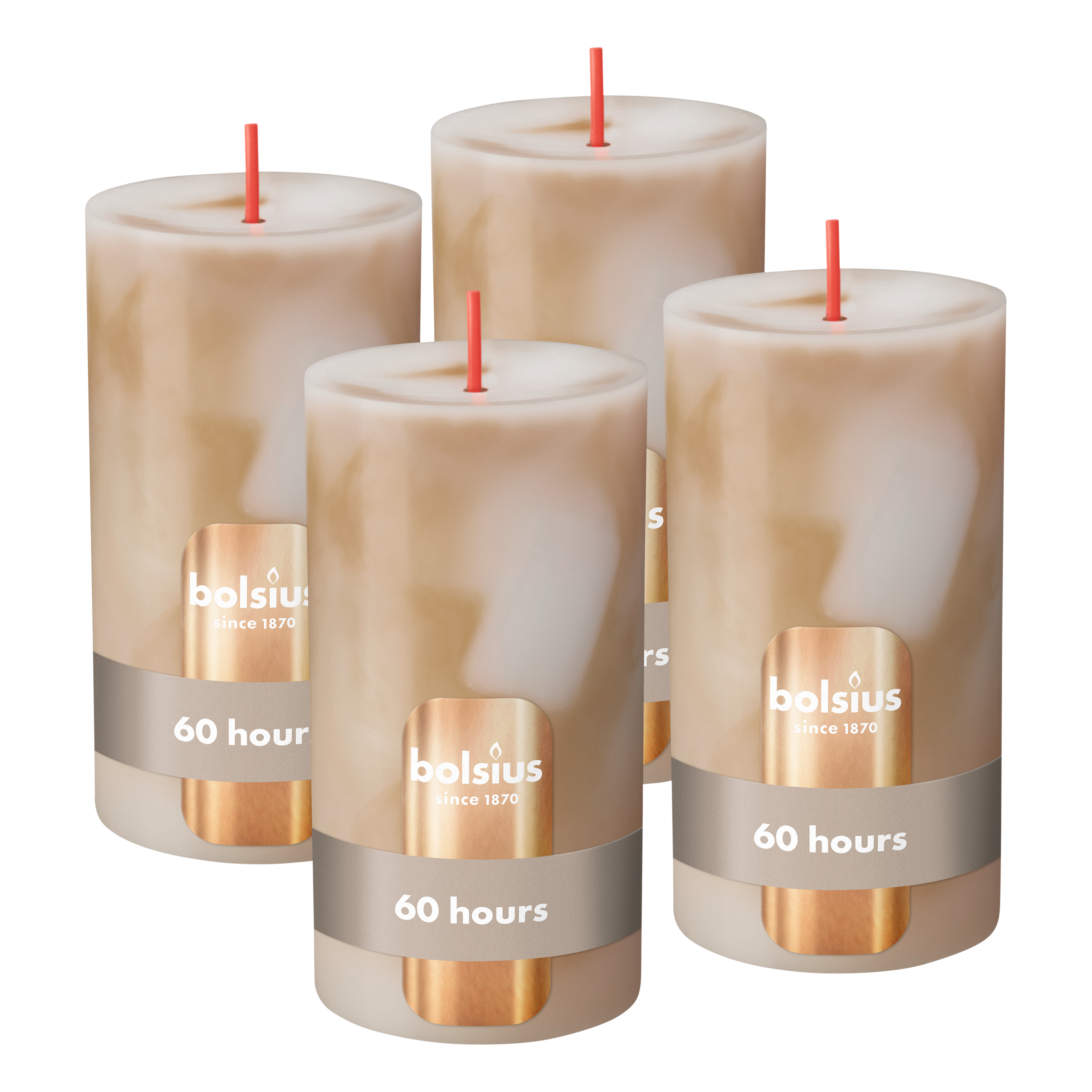 Bolsius Stompkaars - Marble - Beige - 13 cm - 60 Branduren