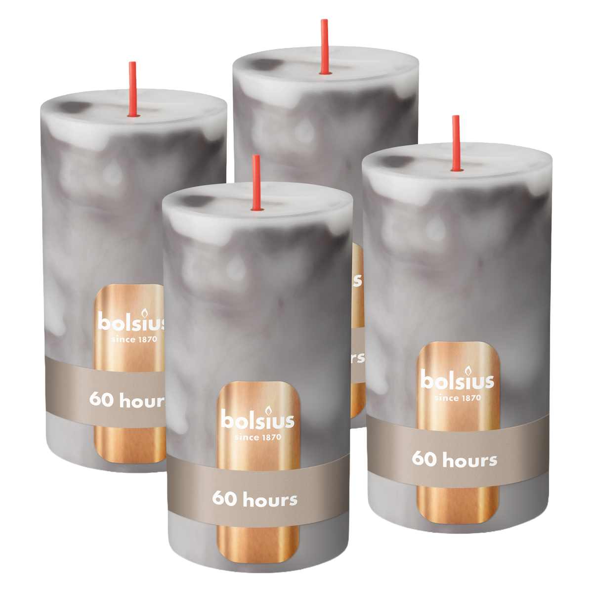 Bolsius Stompkaars - Marble - Grijs - 13 cm - 60 Branduren