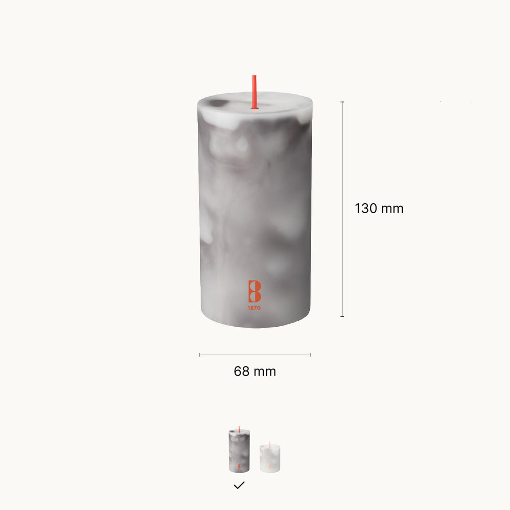 Bolsius Stompkaars - Marble - Grijs - 13 cm - 60 Branduren