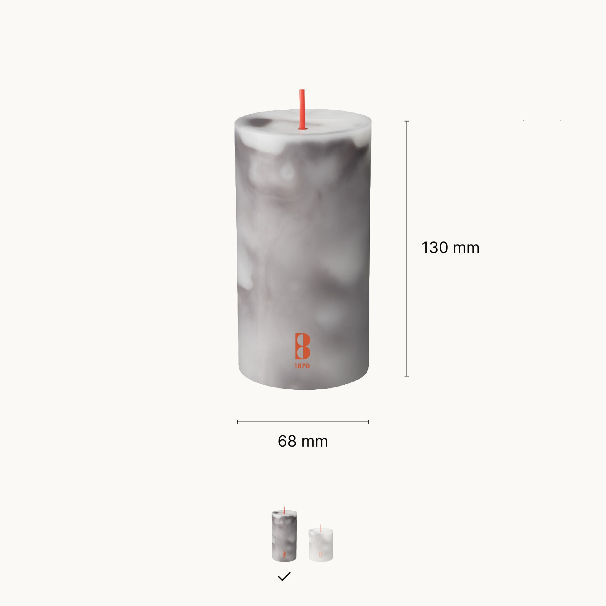 Bolsius Stompkaars - Marble - Grijs - 13 cm - 60 Branduren