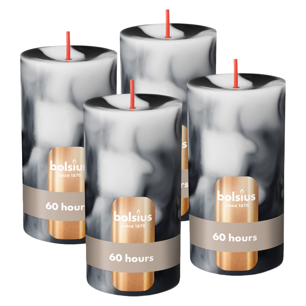 Bolsius Stompkaars - Marble - Zwart - 13 cm - 60 Branduren