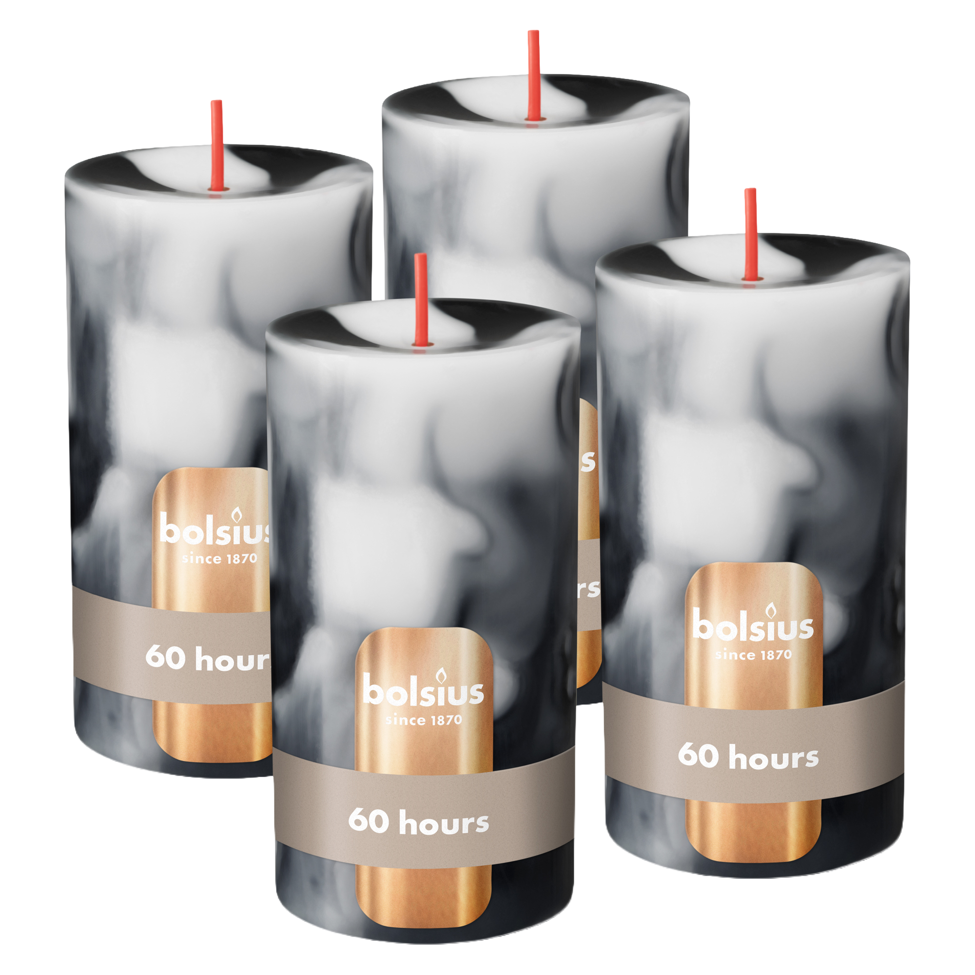 Bolsius Stompkaars - Marble - Zwart - 13 cm - 60 Branduren