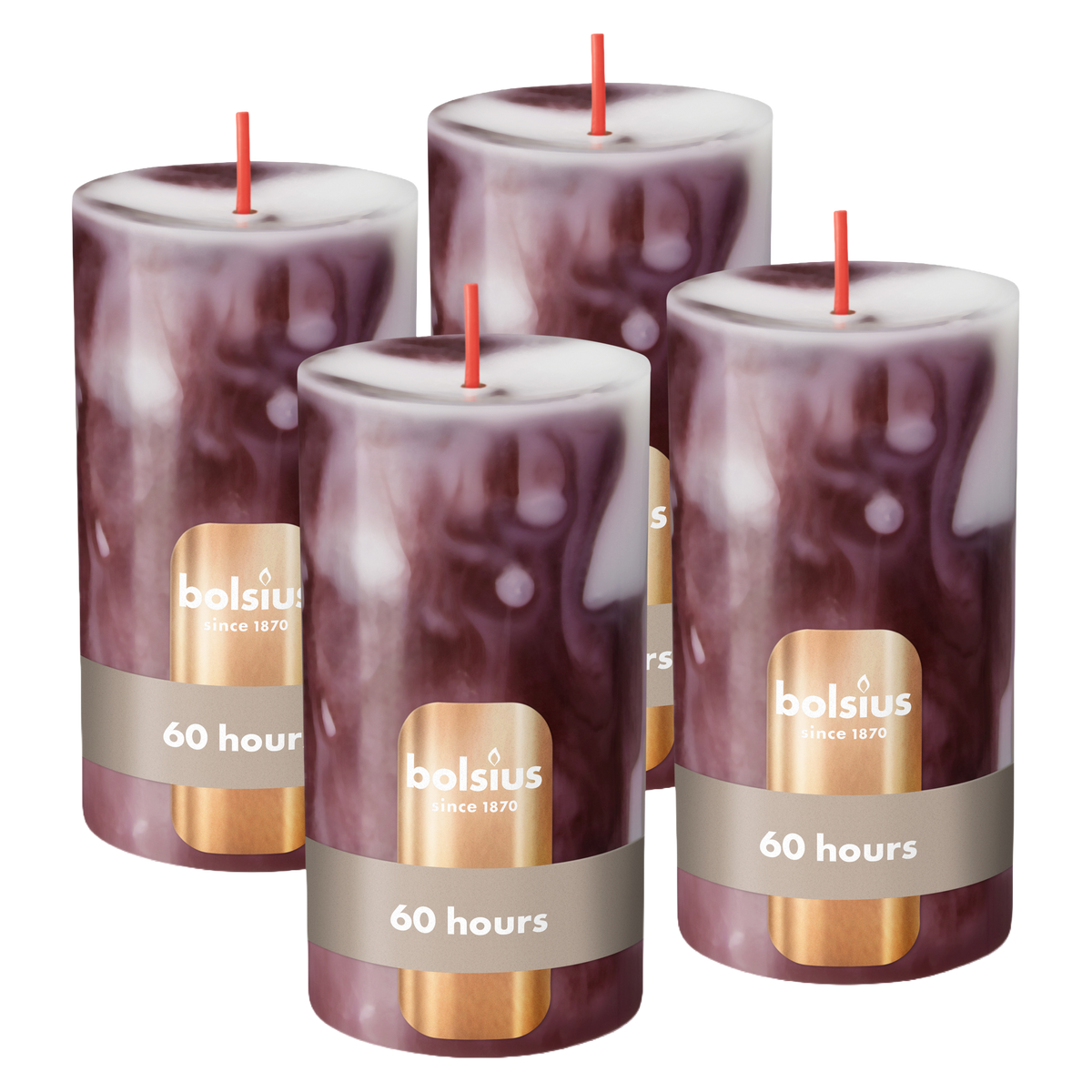Bolsius Stompkaars - Marble - Rood - 13 cm - 60 Branduren